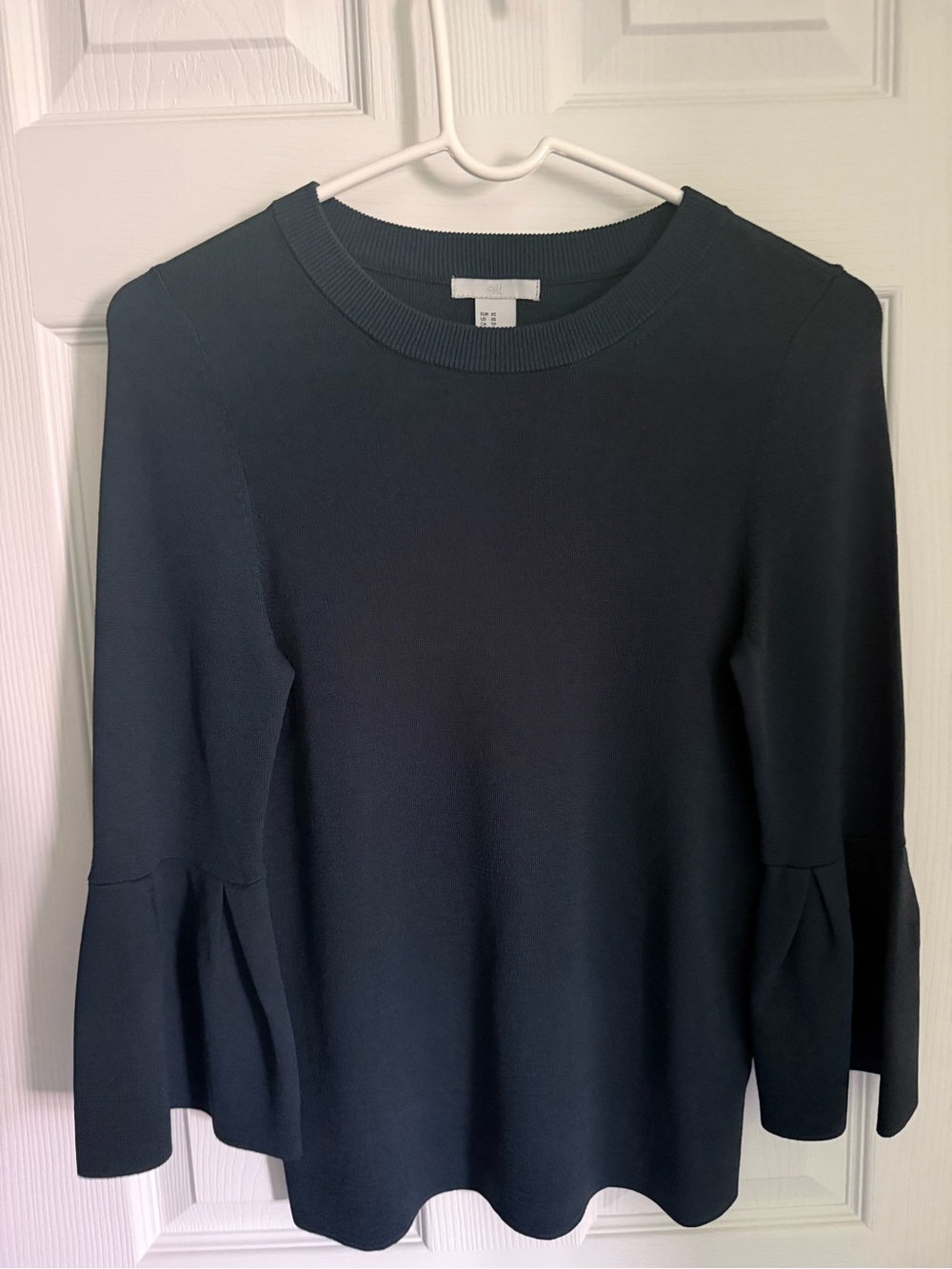 H&M Teal Bell-Sleeve Crewneck Top